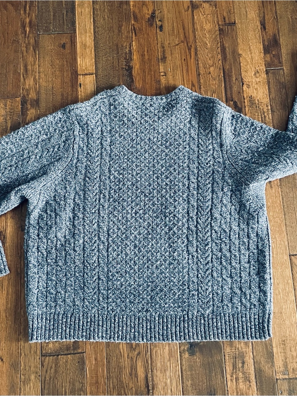 Duluth Trading Co Blue Gray Cable-Knit Crewneck Sweater - Picture 4 of 4